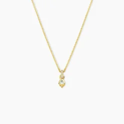 Collier Poem Argent Jaune Topaze Oxyde De Zirconium