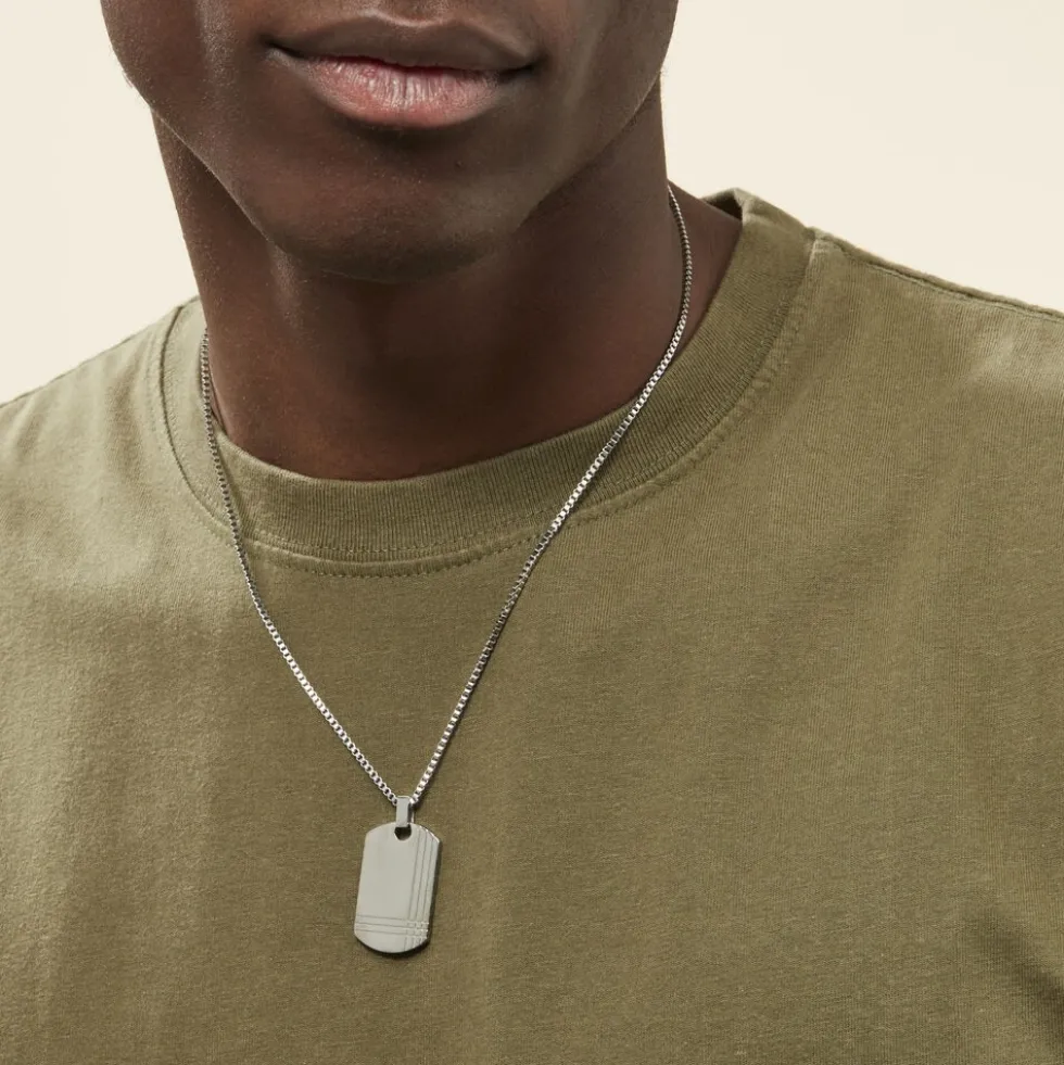 Collier Quadrillage Acier Blanc