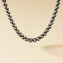 Collier Raph Maille Palmier Acier Gris