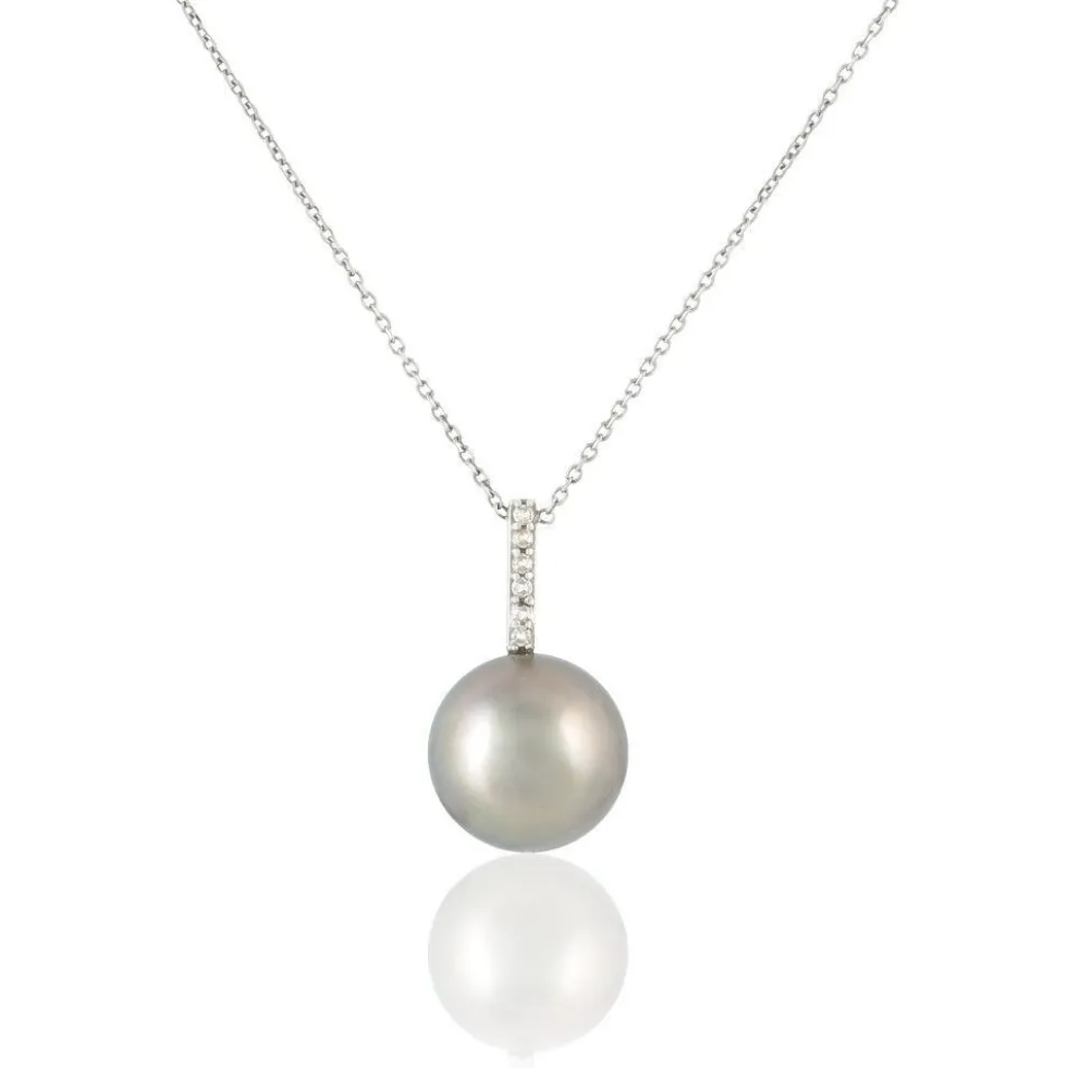 Collier Rebeca Or Blanc Perle De Culture De Tahiti Et Oxyde