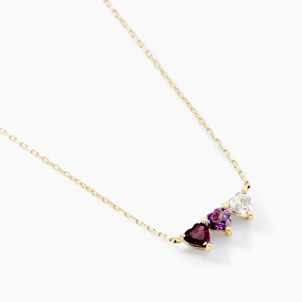 Collier Romayne Or Jaune Améthyste Rhodolite Oxyde De Zirconium