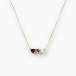 Collier Romayne Or Jaune Améthyste Rhodolite Oxyde De Zirconium