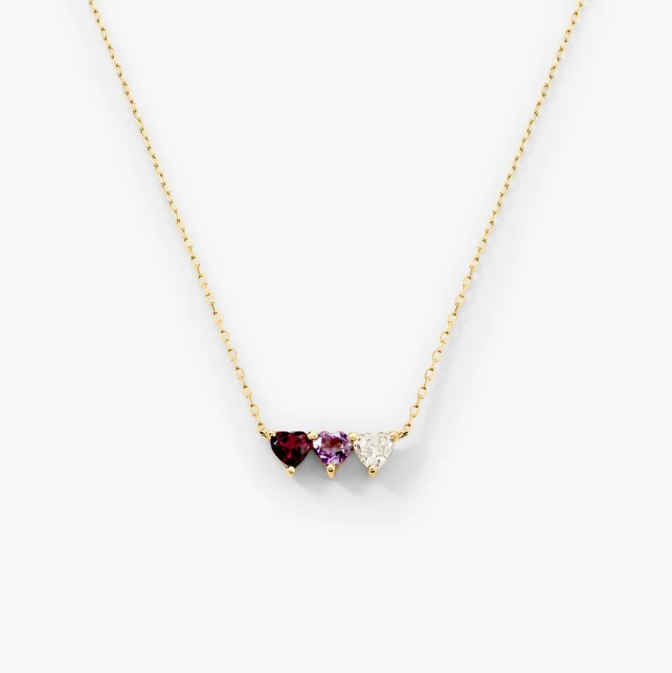 Collier Romayne Or Jaune Améthyste Rhodolite Oxyde De Zirconium