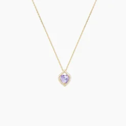 Collier Rosaline Or Jaune Amethyste Et Oxyde De Zirconium