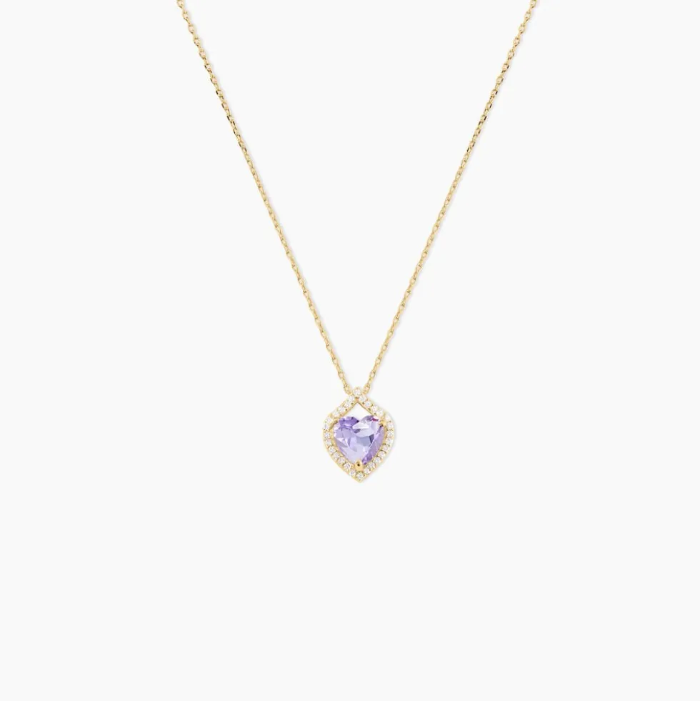 Collier Rosaline Or Jaune Amethyste Et Oxyde De Zirconium