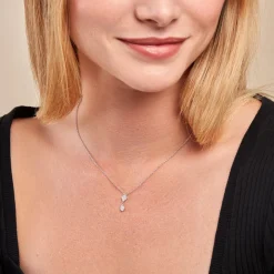 Collier Roseraie Argent Blanc Oxyde De Zirconium