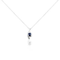 Collier Sagesse Or Blanc Saphir Et Diamant