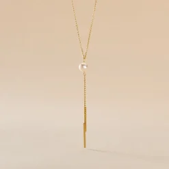 Collier Salman Or Jaune Perle De Culture