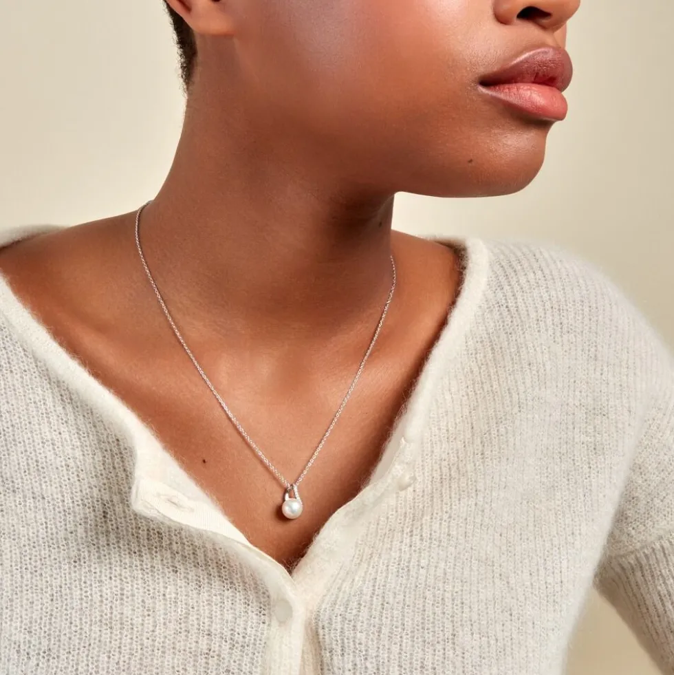 Collier Sasha Argent Blanc Perle De Culture Et Oxyde De Zirconium