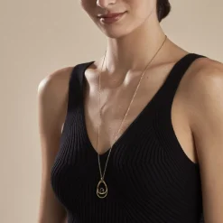 Collier Sautoir Acier Doré Ruben Agate