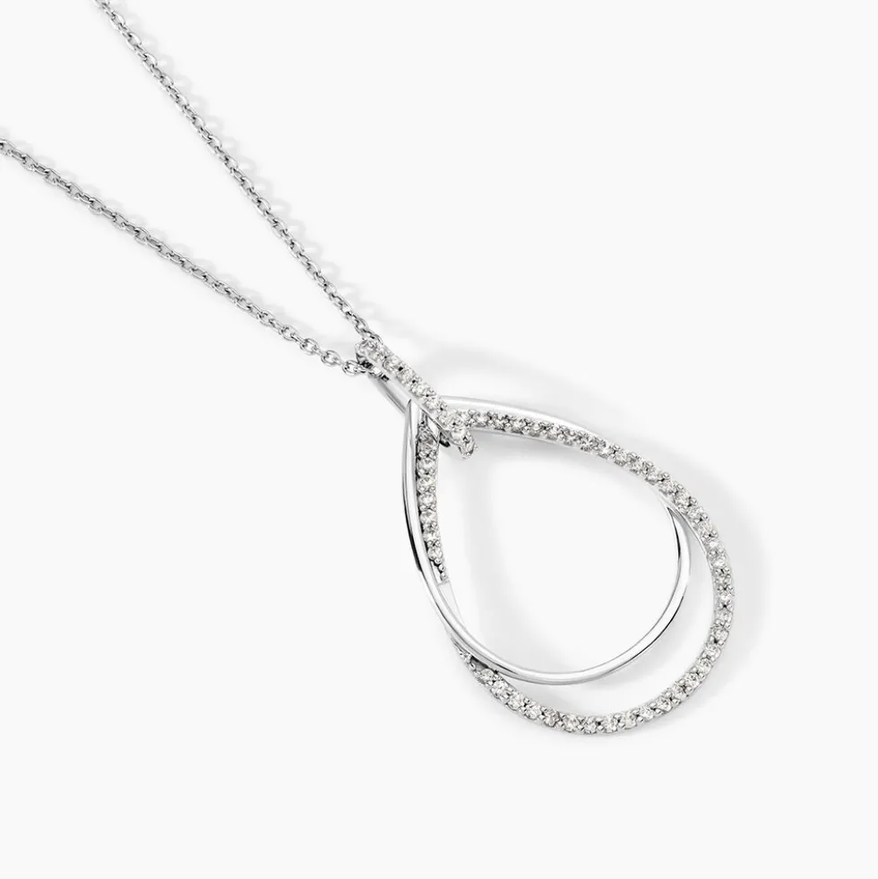 Collier Sautoir Paolino Argent Blanc Oxyde De Zirconium