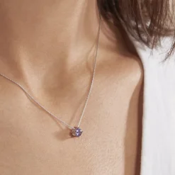 Collier Solitaire Argent Blanc Rio Santa Teresa Oxyde De Zirconium