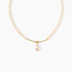 Collier Stella-Rose Or Jaune Perle De Culture
