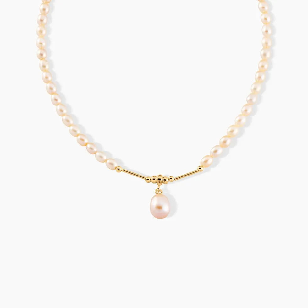Collier Stella-Rose Or Jaune Perle De Culture