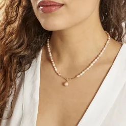 Collier Stella-Rose Or Jaune Perle De Culture