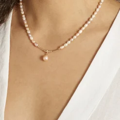 Collier Stella-Rose Or Jaune Perle De Culture