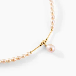 Collier Stella-Rose Or Jaune Perle De Culture