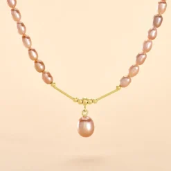 Collier Stella-Rose Or Jaune Perle De Culture