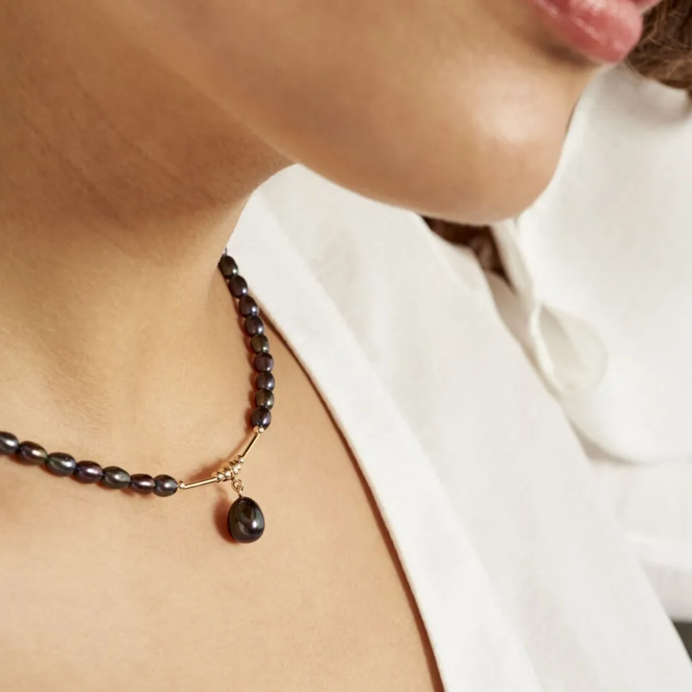 Collier Stella-Rose Or Jaune Perle De Culture