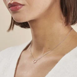 Collier Stip Or Blanc Oxyde De Zirconium