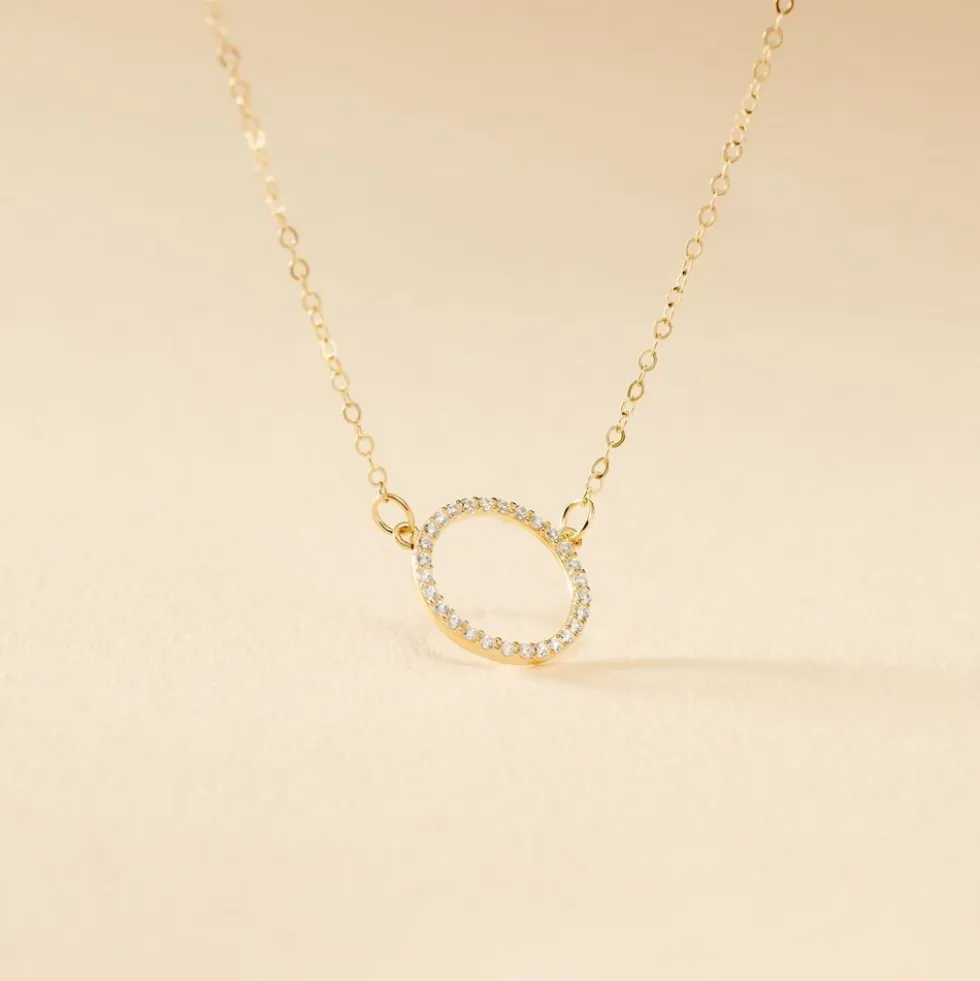 Collier Stip Or Jaune Oxyde De Zirconium