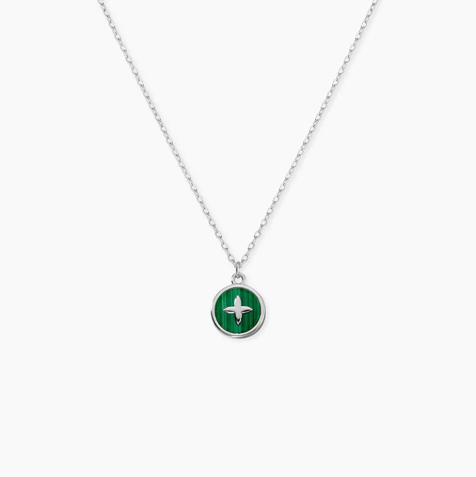 Collier Talismania Argent Blanc Malachite
