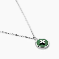 Collier Talismania Argent Blanc Malachite