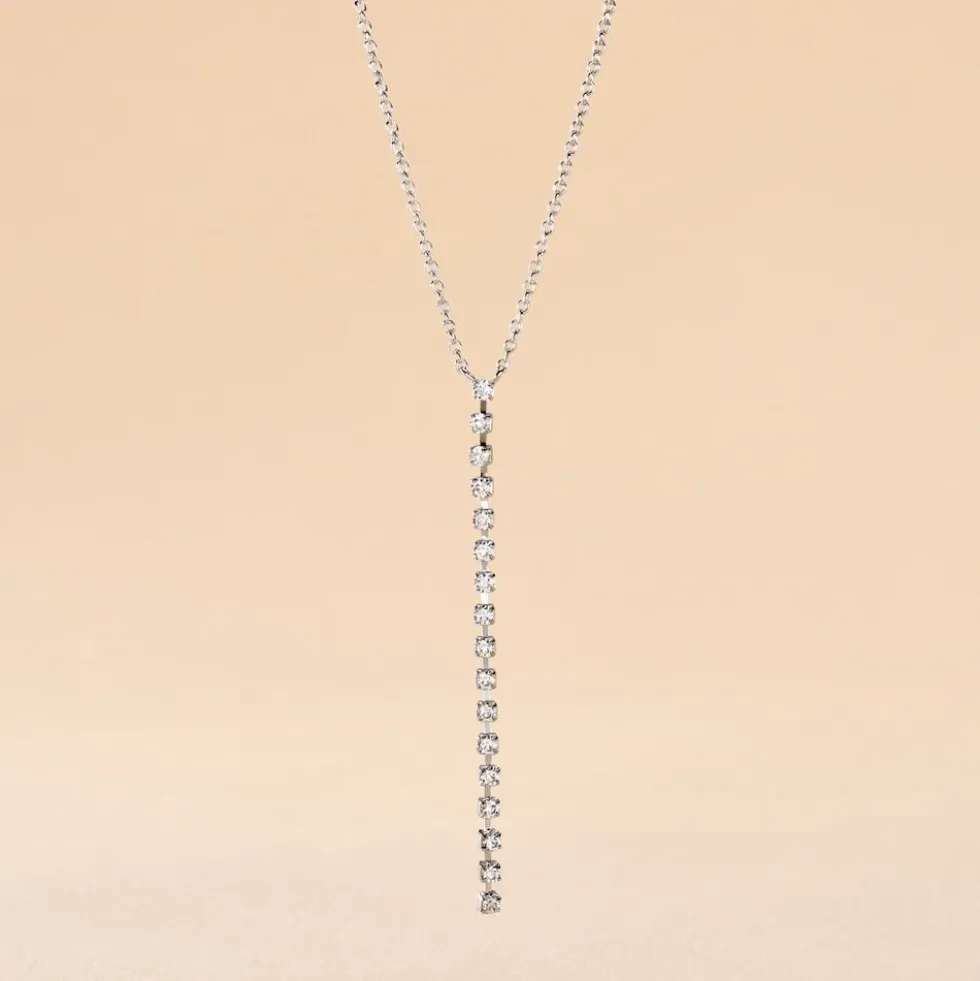 Collier Whitney Argent Blanc Oxyde De Zirconium