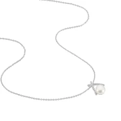 Collier Yacinthe Argent Blanc Perle De Culture Et Oxyde De Zirconium