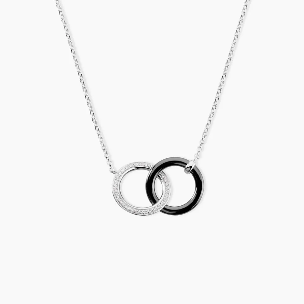 Collier You&me Argent Blanc Céramique Et Oxyde De Zirconium