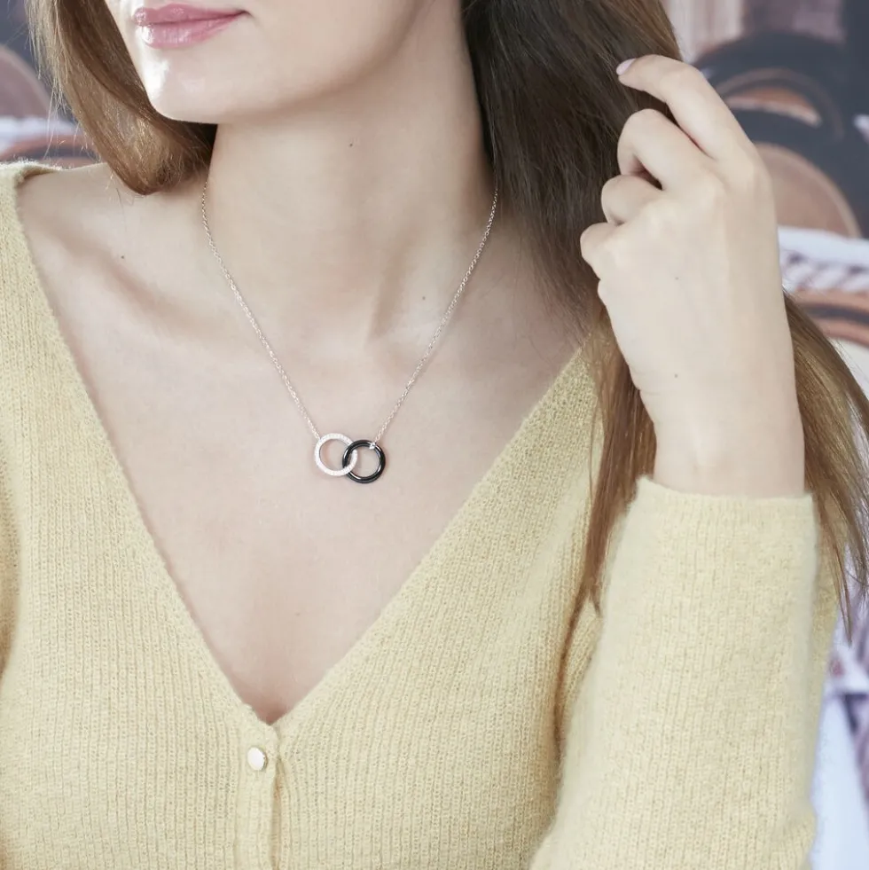 Collier You&me Argent Blanc Céramique Et Oxyde De Zirconium