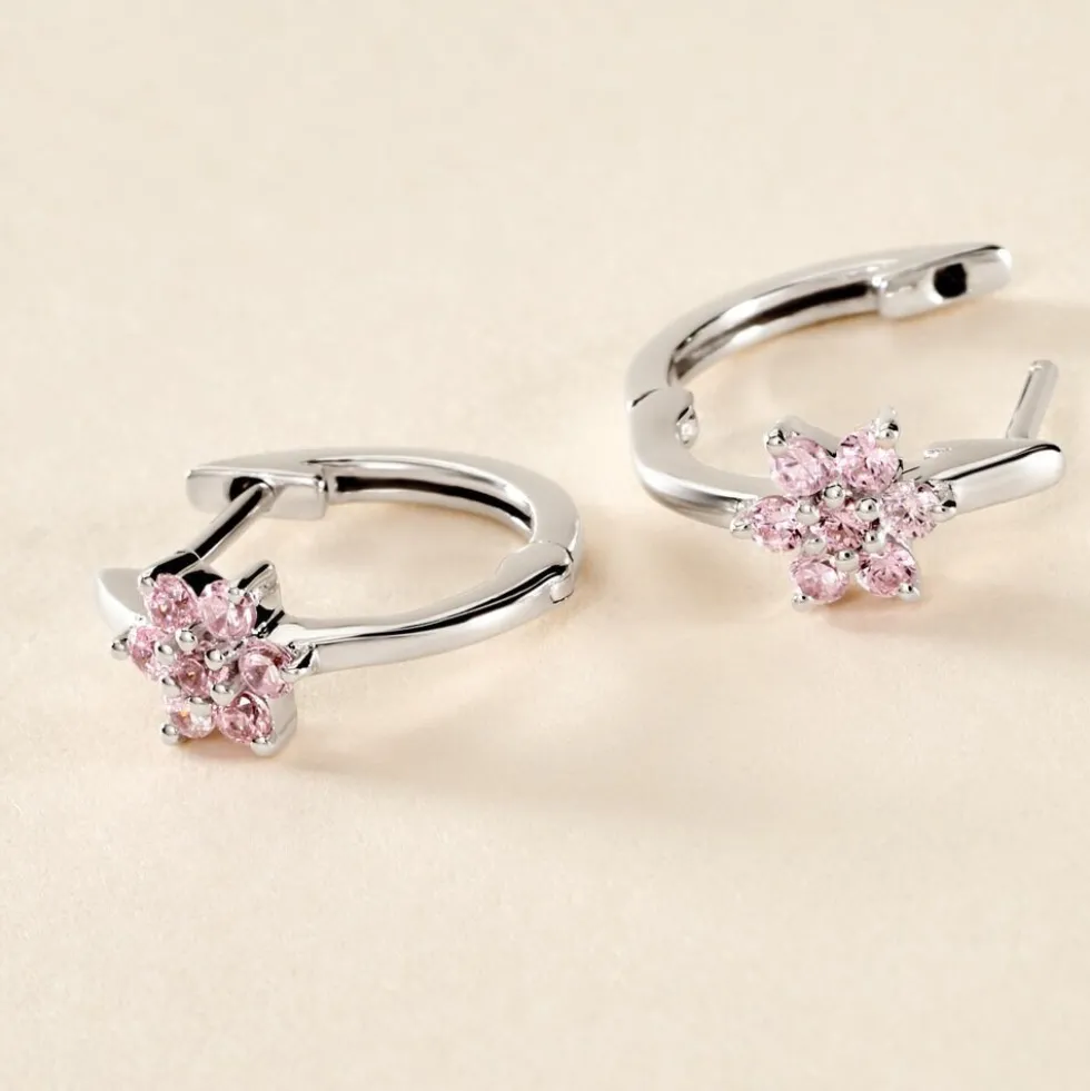Creoles Argent Blanc Blossom Bash Oxyde De Zirconium