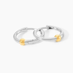 Creoles Or Jaune et Argent Blanc