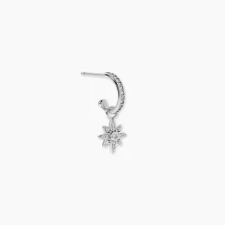 Créole Unitaire Ancelin Rondes Argent Blanc Oxyde De Zirconium