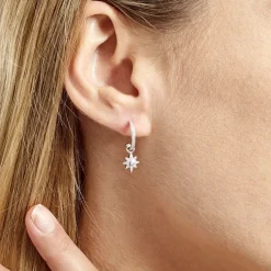 Créole Unitaire Ancelin Rondes Argent Blanc Oxyde De Zirconium