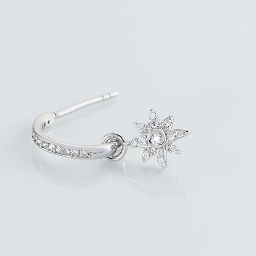 Créole Unitaire Ancelin Rondes Argent Blanc Oxyde De Zirconium