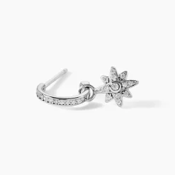 Créole Unitaire Ancelin Rondes Argent Blanc Oxyde De Zirconium
