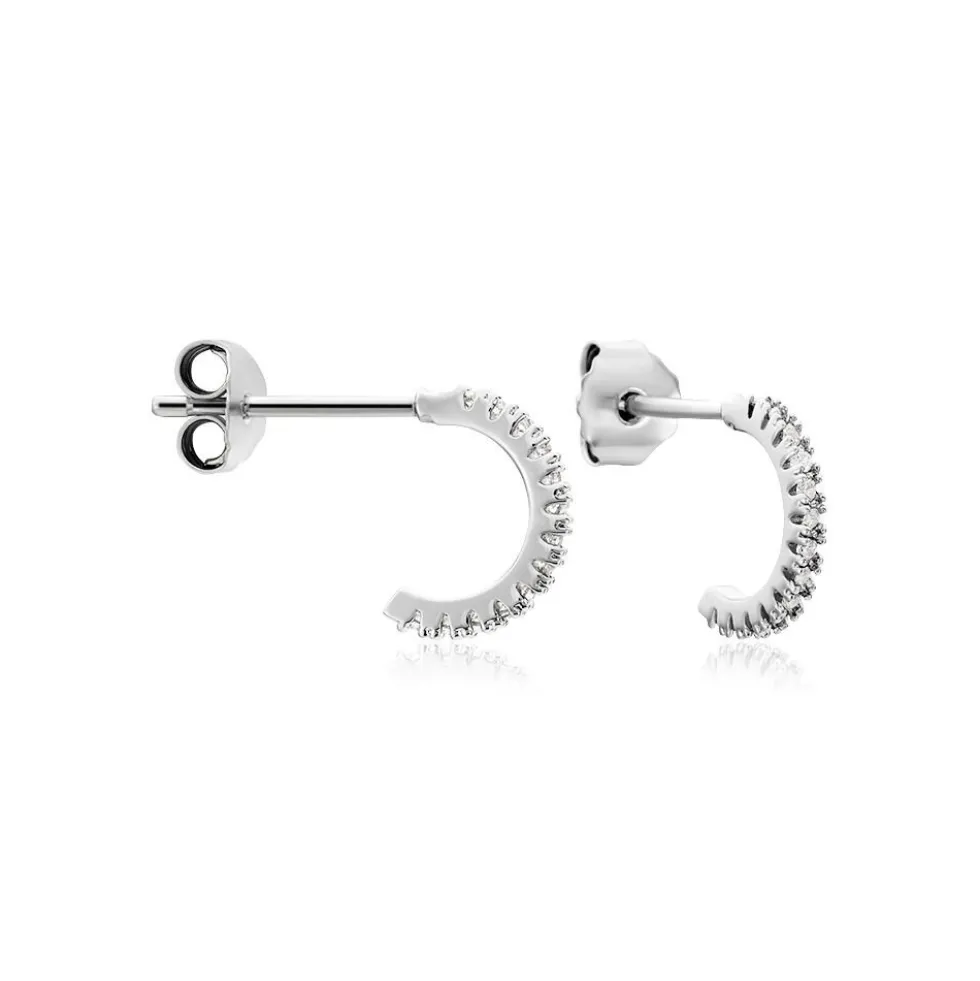 Créoles Alvah Argent Blanc Oxyde De Zirconium