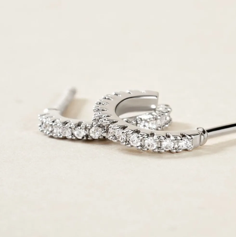 Créoles Alvah Argent Blanc Oxyde De Zirconium