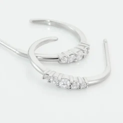 Créoles Anemone Argent Blanc Oxyde De Zirconium