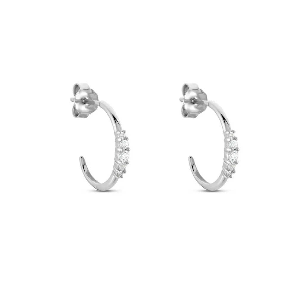 Créoles Anemone Argent Blanc Oxyde De Zirconium