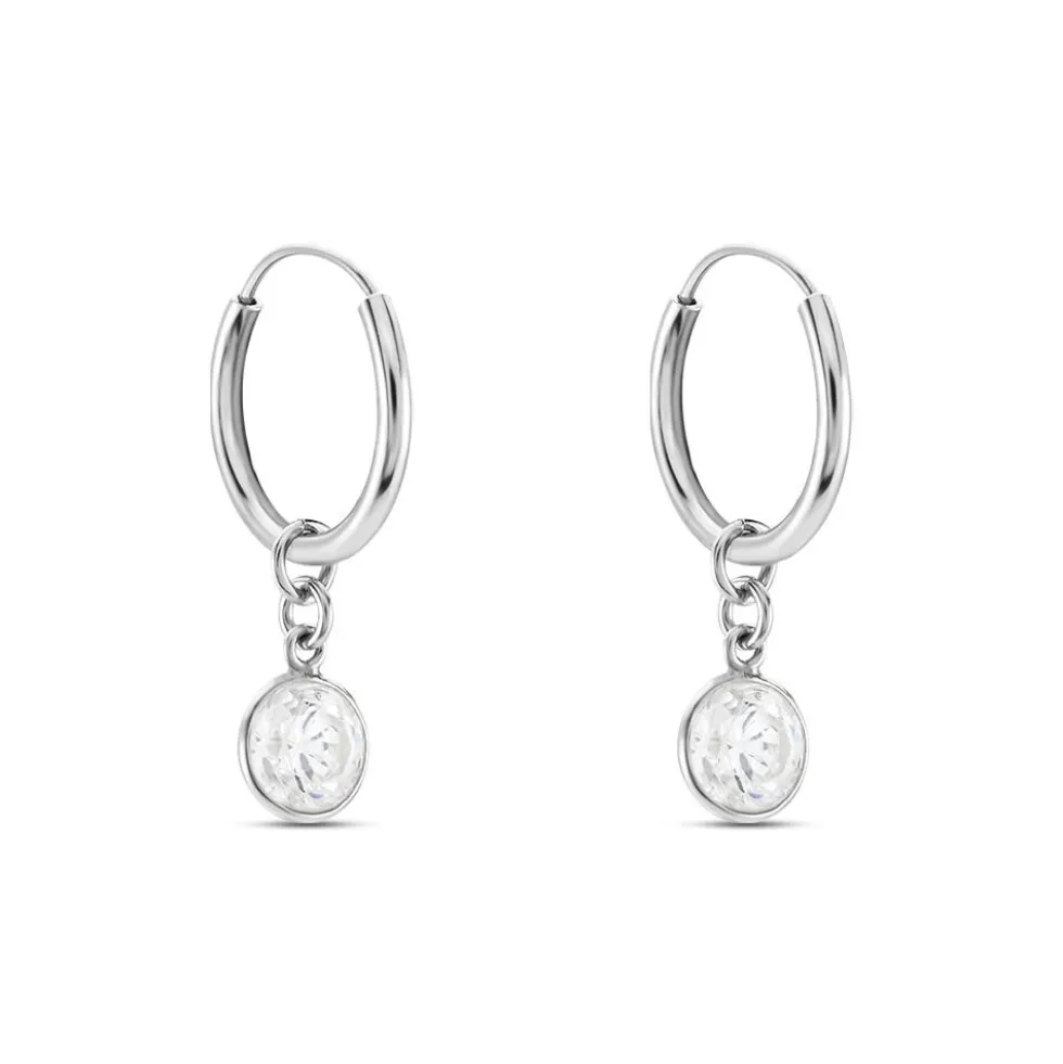 Créoles Argent Blanc Lehunnus Oxyde De Zirconium