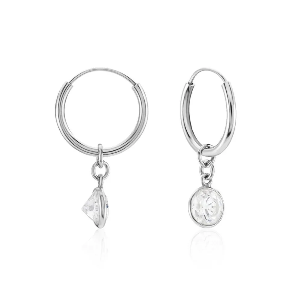 Créoles Argent Blanc Lehunnus Oxyde De Zirconium