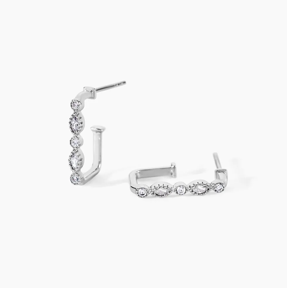 Créoles Astrea Argent Blanc Oxyde De Zirconium