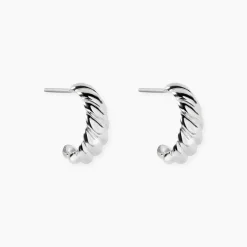Créoles Croissant Argent Blanc