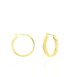 Créoles Dea Diamantees Fil Plat Or Jaune