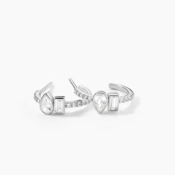 Créoles Dua Argent Blanc Oxyde De Zirconium