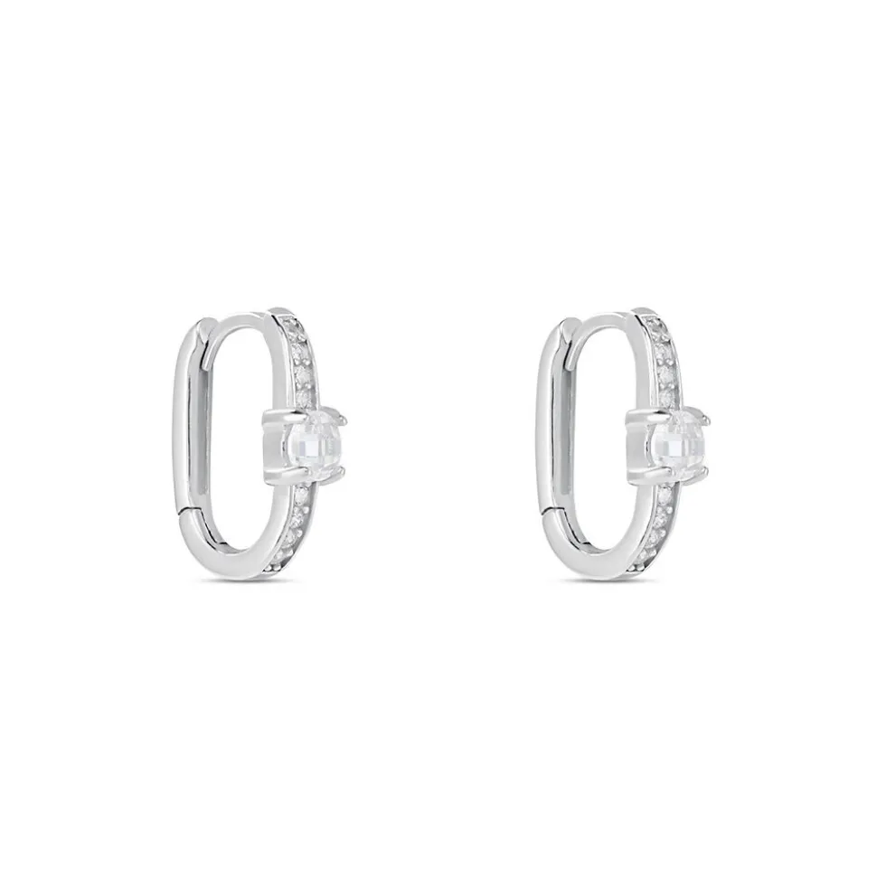 Créoles Francene Argent Blanc Oxyde De Zirconium