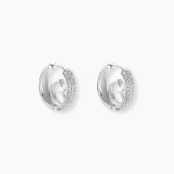 Créoles Guess Crazy Earrings Acier Blanc Oxyde De Zirconium