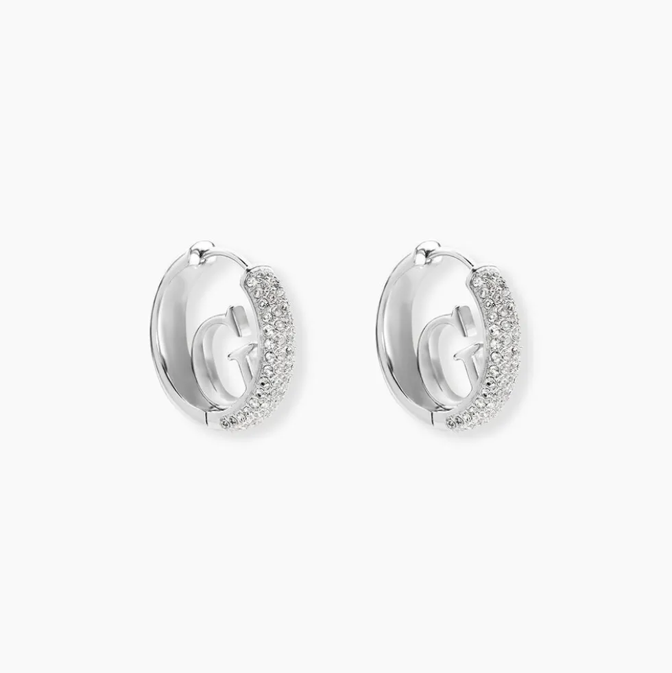 Créoles Guess Crazy Earrings Acier Blanc Oxyde De Zirconium